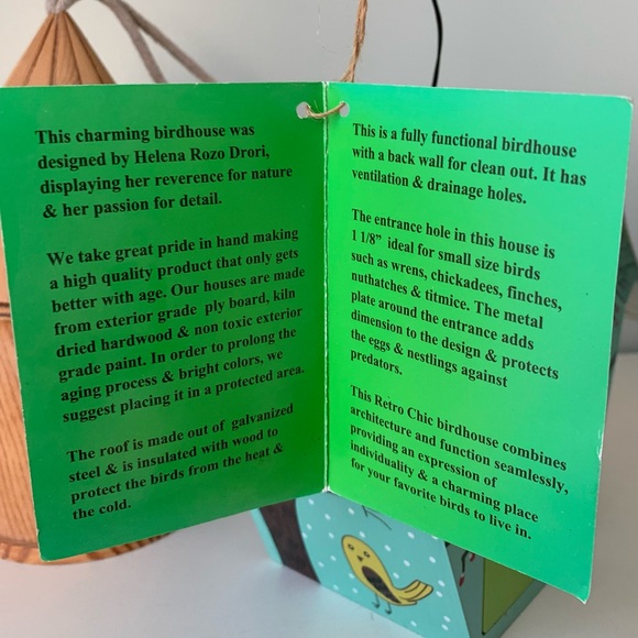 New vintage Painted Robin’s egg blue birdhouse never used - Picture 4 of 10